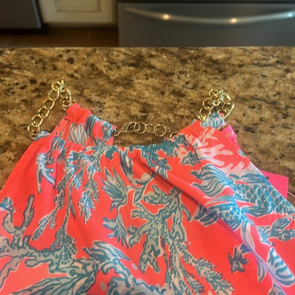 BNWT LILLY PULITZER Cabana Halter Top In Coral Spritz Shelly Bay preppy pink XS - Picture 4 of 4
